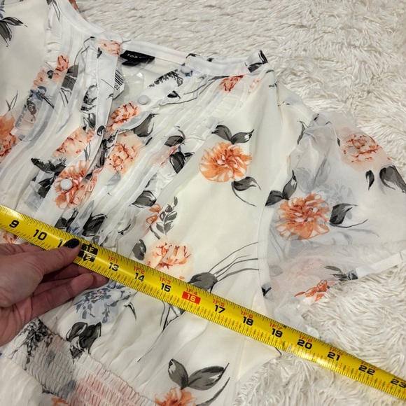 Torrid White Floral Chiffon Ruffle Button Down Skater Dress NWT Size 12 - Picture 8 of 13
